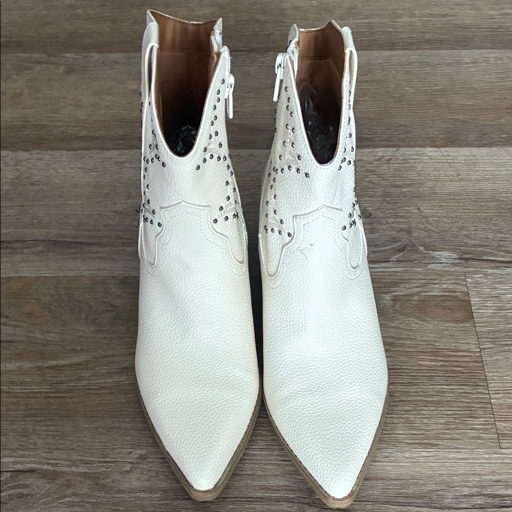 Cream Rhinestone Booties - Picture 2 of 10